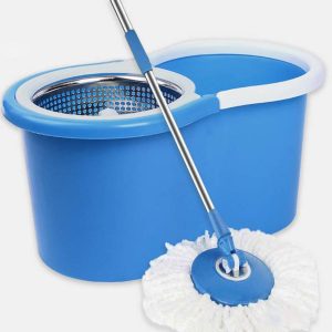 Spin Mop Bucket System, 360° Stainless Steel Mop with 2 Microfiber Refills